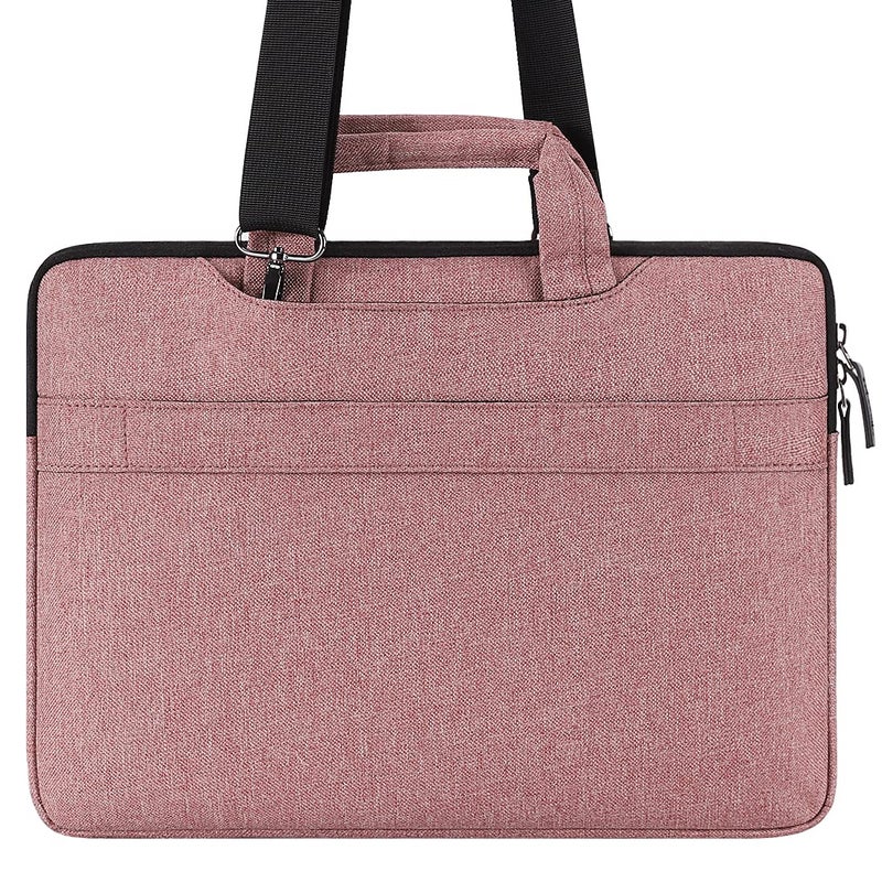 DOMISO 17.3 inch Laptop Messenger Shoulder Bag Tote Bag for Women for Men,Business Travel Work Computer Bag Chromebook Case Briefcase,Compatible with 17 inch HP Dell Lenovo ASUS, Pink - Image 2